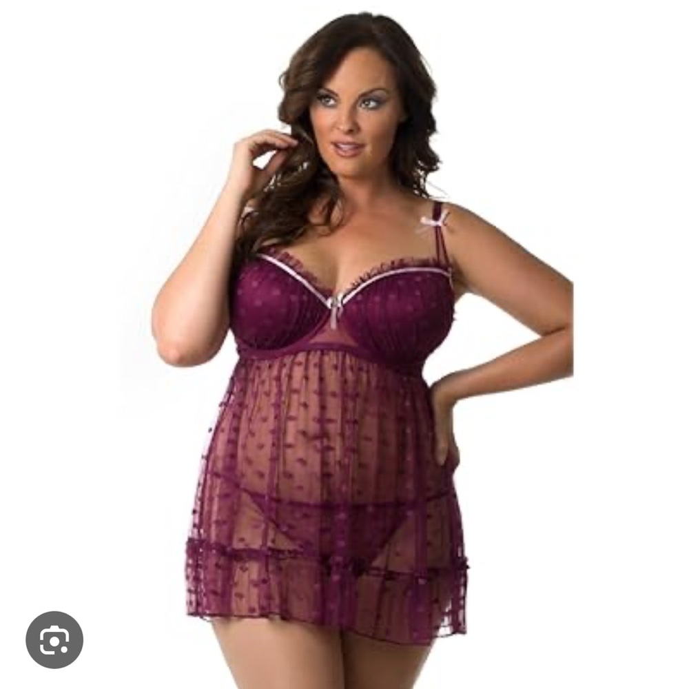 NWT Rene Rofe Purple Babydoll Lingerie